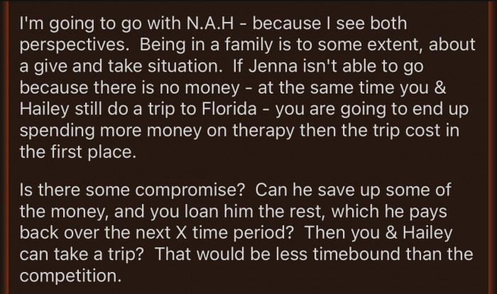 OP should try to find some kind of compromise with her husband.