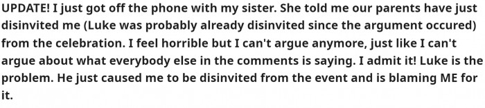 Then she came back with an update to basically state that she realized her husband was the one in the wrong.