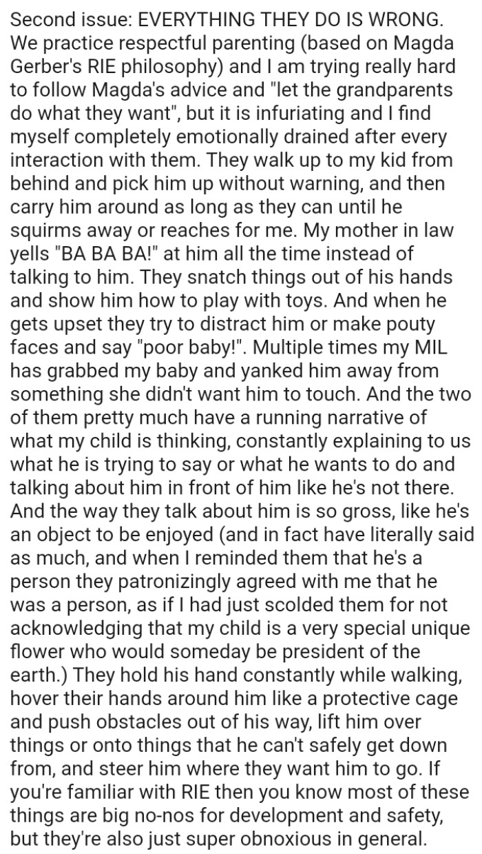Multiple times, OP's MIL has grabbed her baby and yanked him away from different things