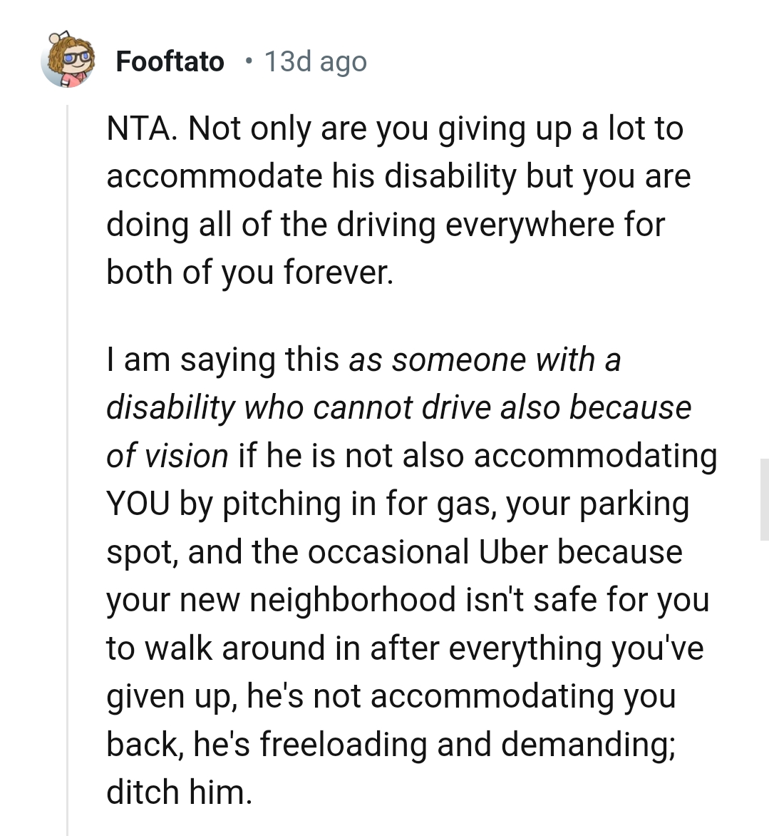 From someone with a disability who cannot drive