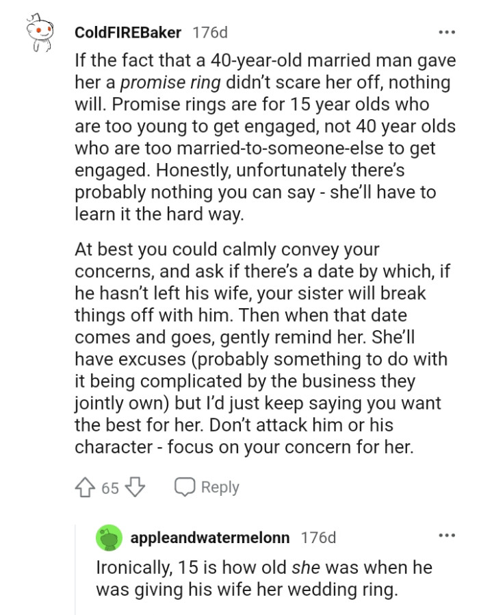 Promise rings are for teenagers who are too young to get engaged