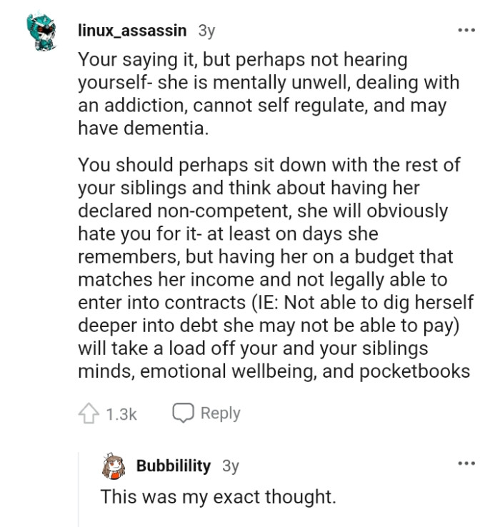 OP's mom is mentally unwell