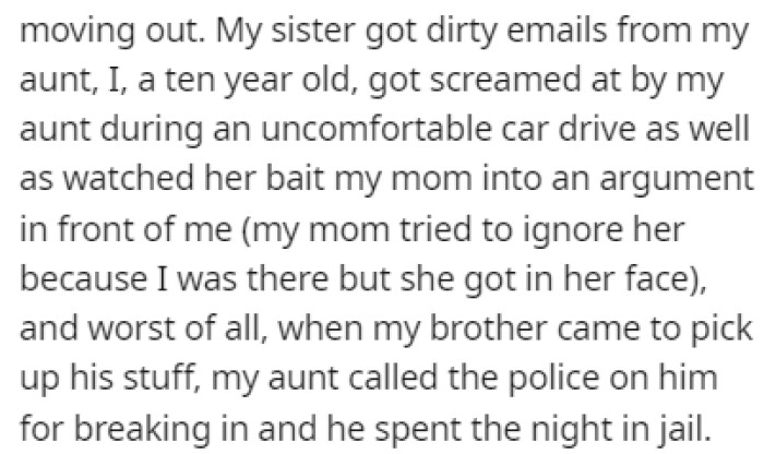 OP's aunt has been involved in a lot of family drama