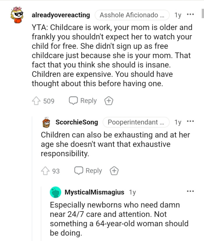 The OP should have thought about this before giving birth