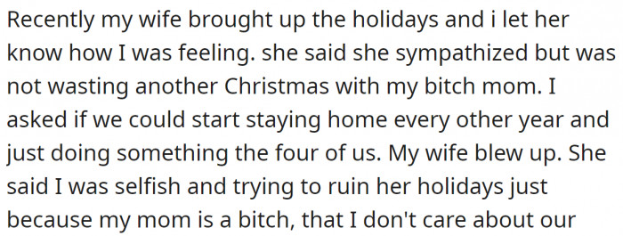 He told his wife that he feels uncomfortable with his in-laws, but...