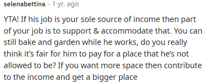 If his job is the only income, supporting and accommodating that is OP's responsibility.