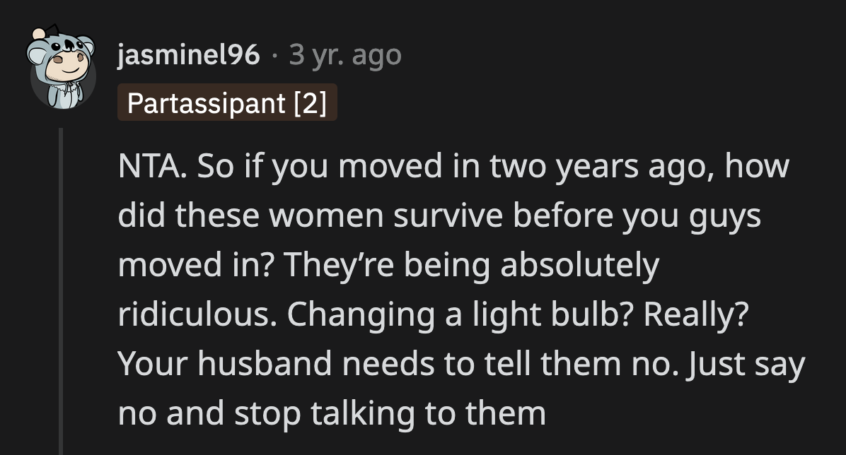 In the unlikely scenario that this was real, OP and her husband need to stop entertaining these requests.