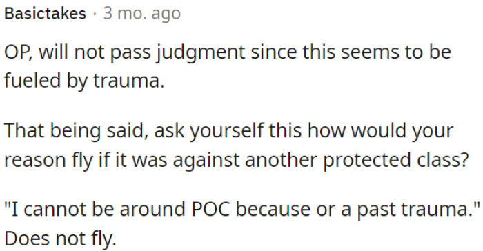 OP needs to reconsider his reasoning