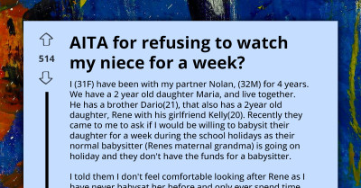 Redditor Accused Of Being Selfish By In-Laws For Not Wanting To Babysit Her Niece Or Take Her On Vacation
