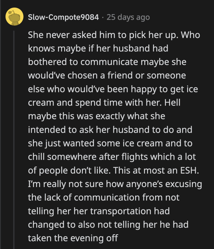 Someone went against the grain and said everyone in this situation sucked because all of them failed to communicate like adults during the whole ordeal