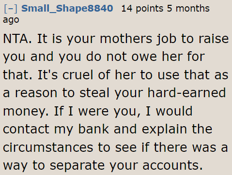 Maybe she can ask the bank to have separate accounts.