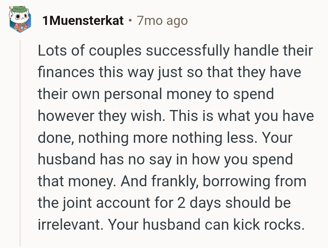 Couples do have their own money to spend