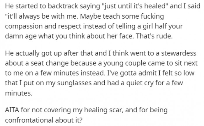 Instead of teaching his child compassion, he decided to switch seats just to get away from OP.