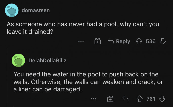 People were wondering why you shouldn't leave your pool drained.