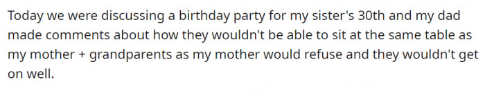 While trying to plan her sister's 30th birthday with the family, the real issue started