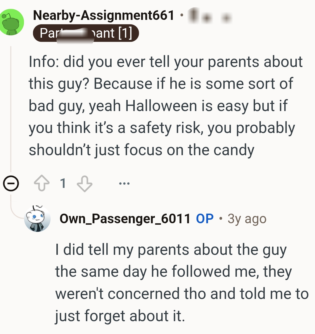 The OP Did Tell Her Parents When the Incident Happened