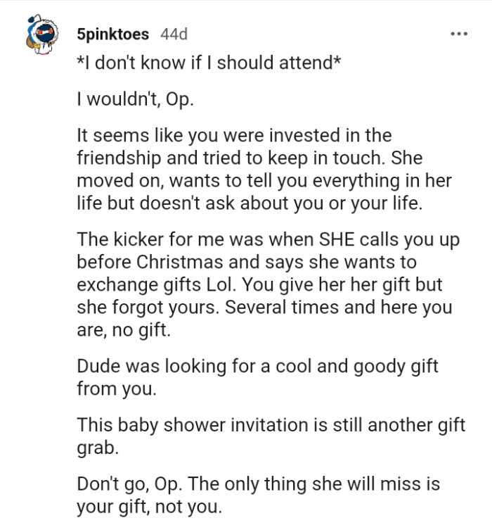 Being invested in the friendship