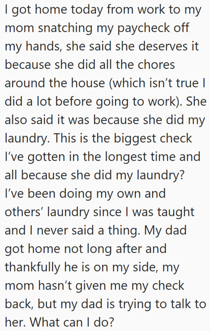 This was the biggest paycheck the OP has made so far. Now, it's gone from their hands.