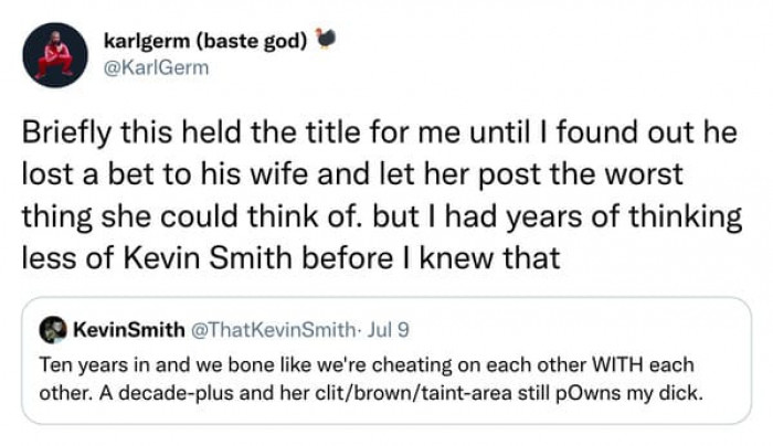 24. He let her post the worst thing she could think of