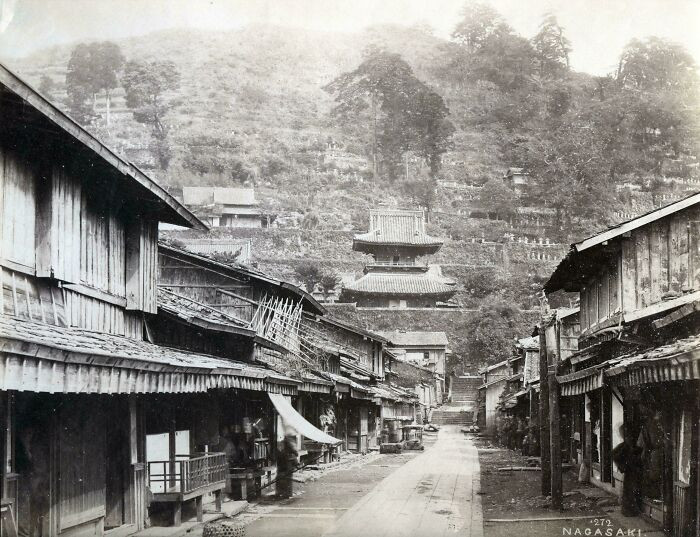 "Felice Beato, Temple Street In Nagasaki, 1863"