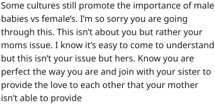 13. In some cultures, male children are considered more important than females.