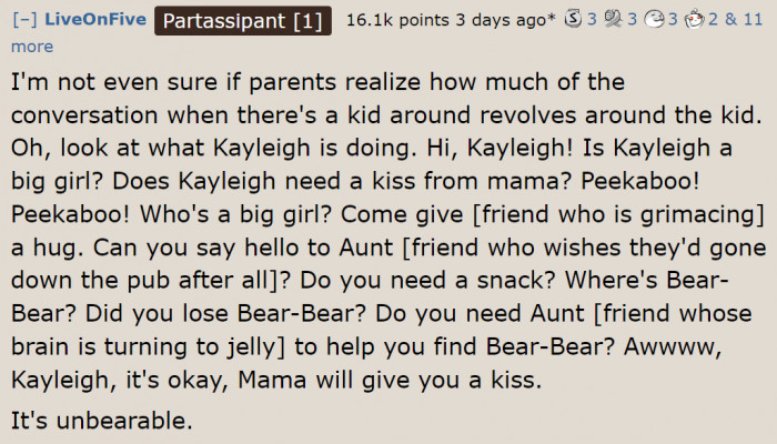 This Redditor Is Tired of Some Parents Who Center the Conversation Around Their Kids.