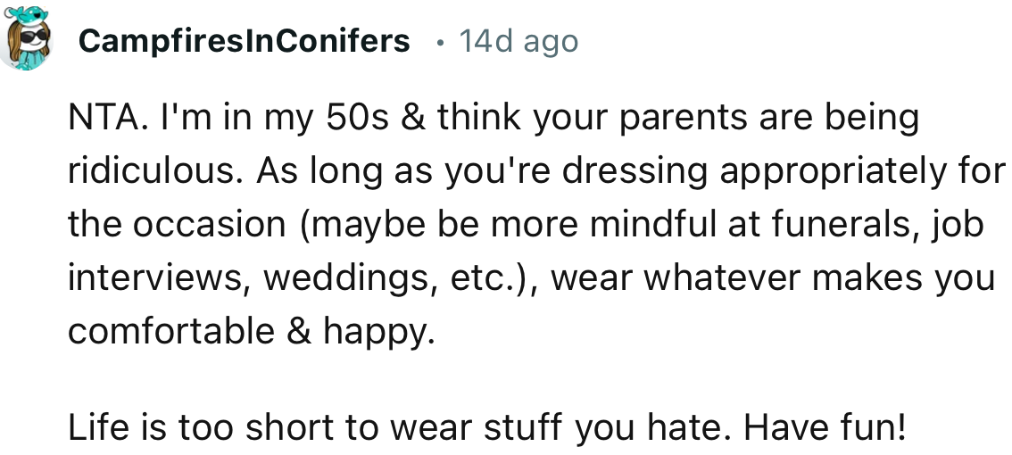 “NTA. I'm in My 50s and Think Your Parents Are Being Ridiculous.”