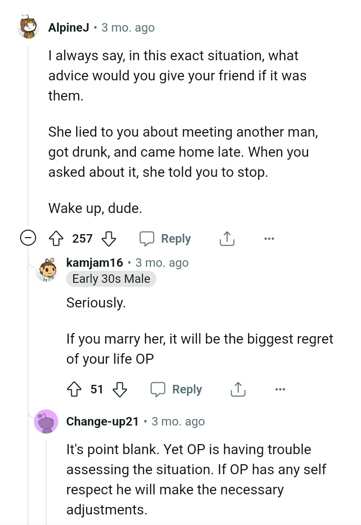 OP's Fiancée Lied About Meeting Another Man