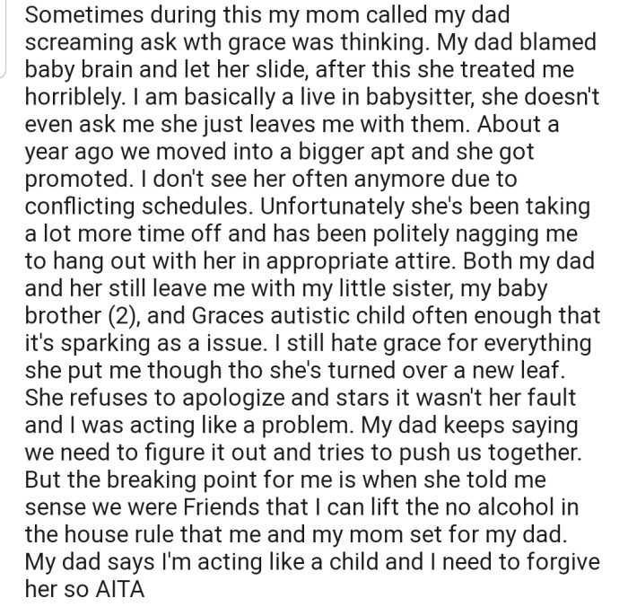 OP's stepmom has turned a new leaf, but still accuses OP of being the 