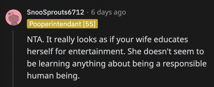 Three degrees in and she hasn't learned this lesson.