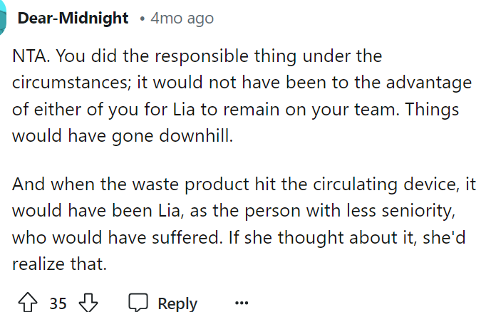 She was as responsible as she could be in this situation, where there was a conflict of interest.