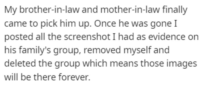 OP posted all of the evidence she had about her husband's cheating in his family's group
