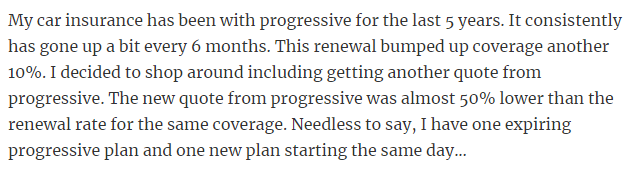 34. Shop around for new auto insurance quotes with every renewal.