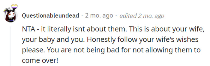 Respecting the wife's wishes is the top priority.