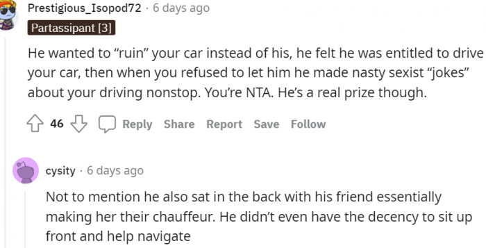 11. He didn't have the decency to sit up front