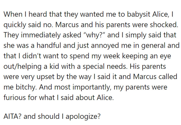 OP immediately said no, and she wasn't very diplomatic