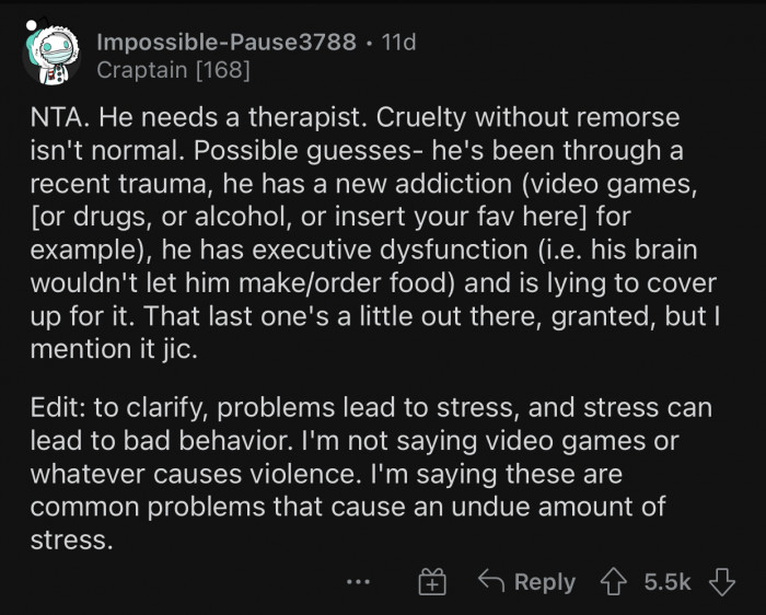 Cruelty without remorse is not normal.