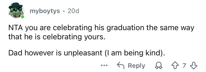 Your dad is unpleasant.