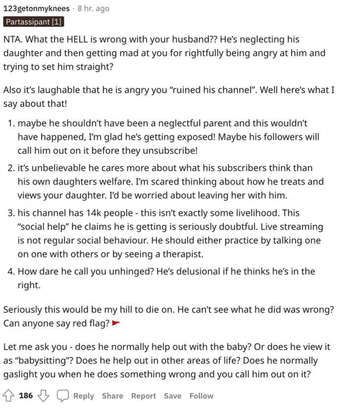 He's delusional if he thinks he's in the right