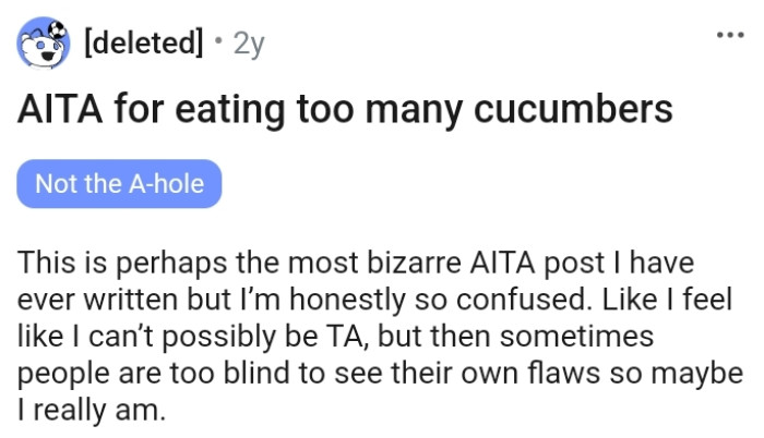 The OP believes that sometimes people are too blind to see their own flaws, so maybe she might be an AH