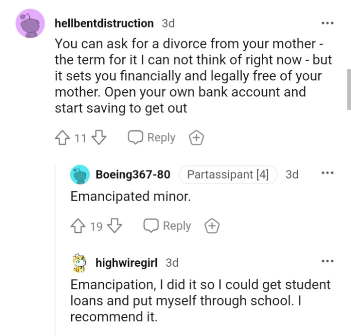 The OP should open a bank account and start saving to get out