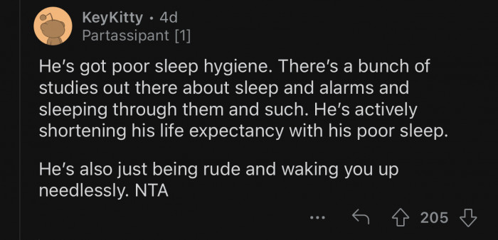 The boyfriend should be aware of the discomfort he's causing.