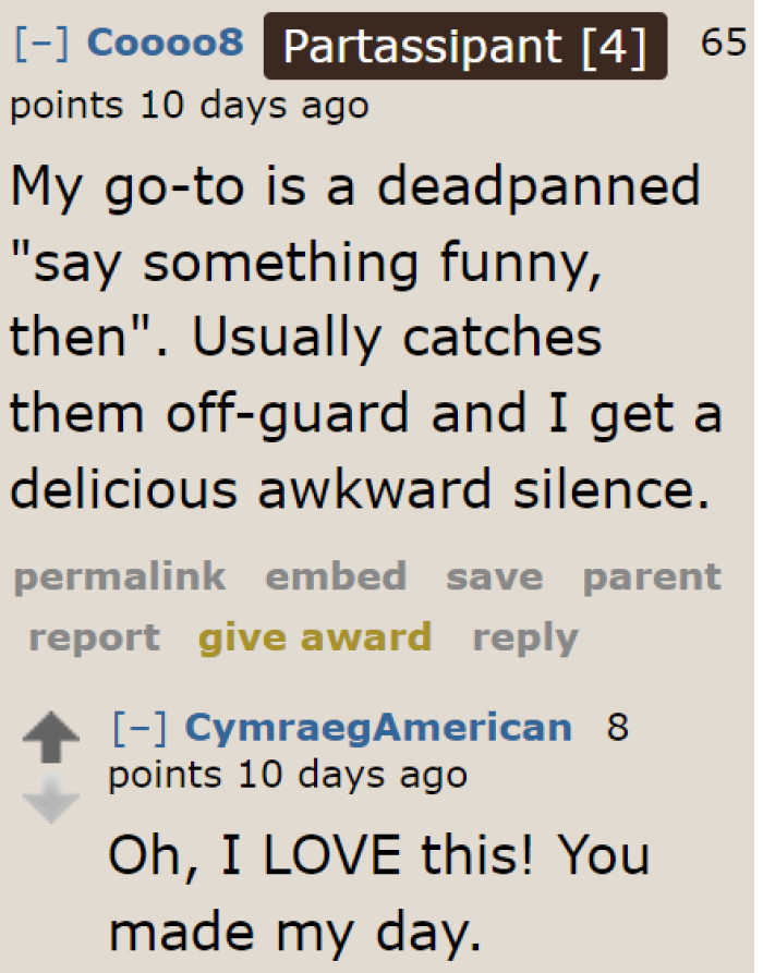 A line that might catch strangers off guard