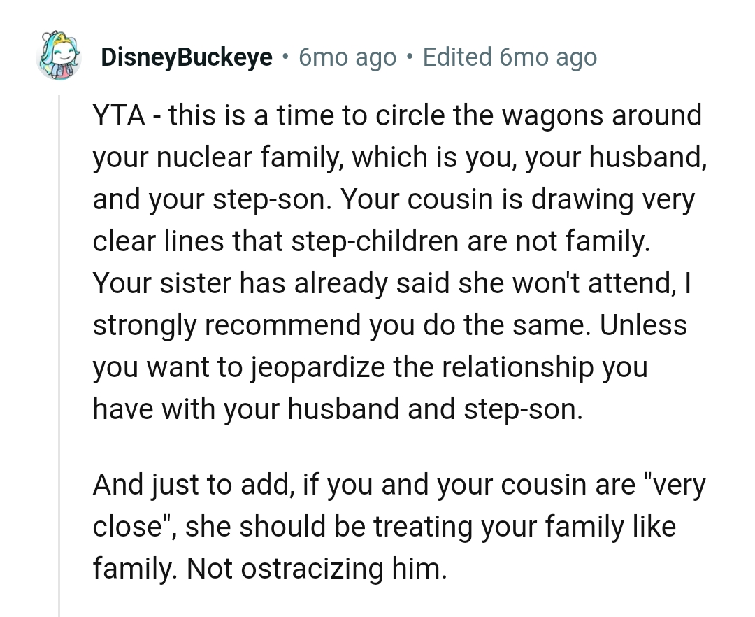 OP's cousin is drawing clear lines about stepchildren