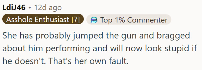 It's her own fault