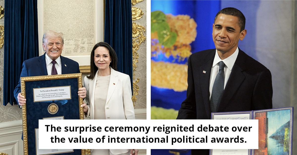 Comparisons arise between Obama’s Nobel Peace Prize and Trump’s recent award from Venezuelan opposition leaders.