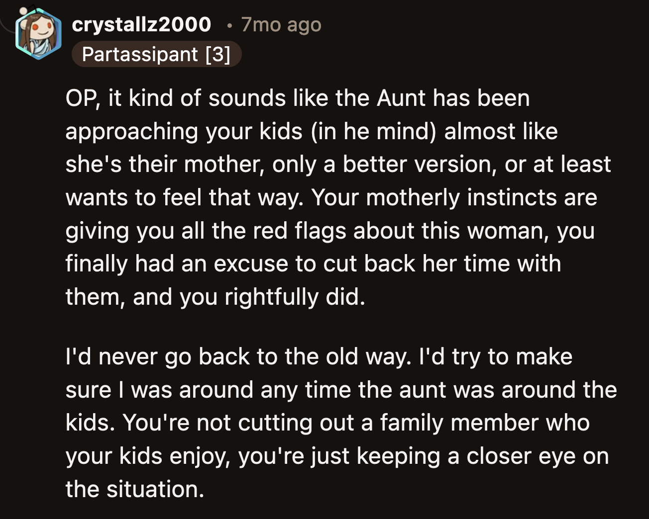 Redditors advised OP to trust her motherly instincts.