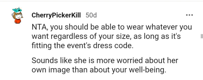 Sounds like OP's mom is more worried about her image