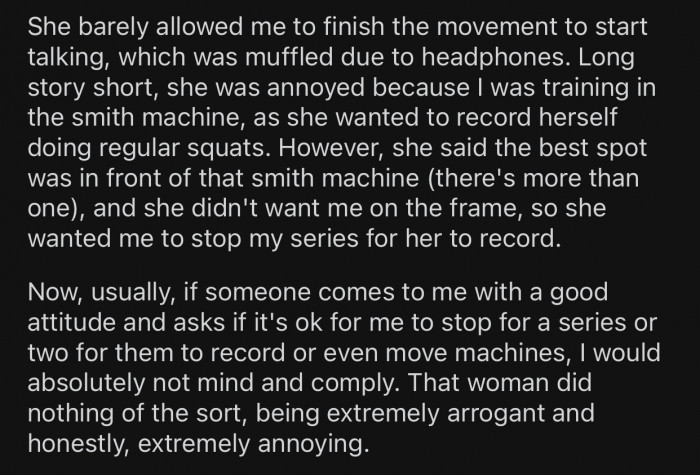 Another gym-goes decided to disrupt OP's workout.