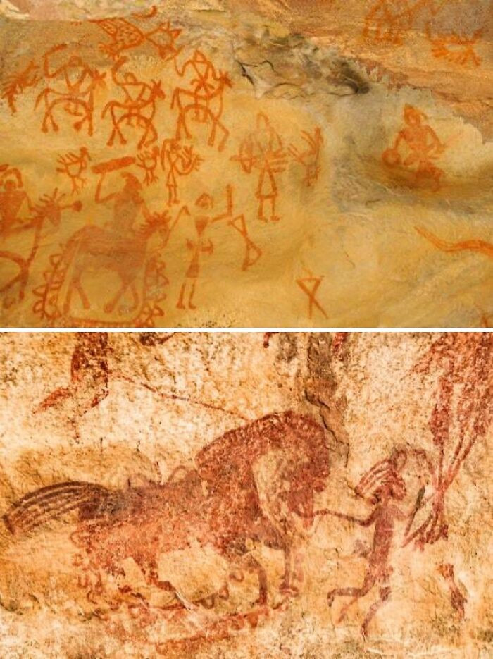 "Human Creativity 30,000 Years Ago, Prehistoric Cave Paintings Of Bhimbetka Rock Shelters (Unesco World Heritage Site)"
